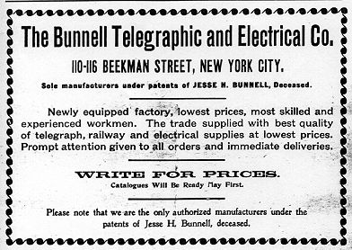 Bunnell Telegraphic & Electrical Co. Ad